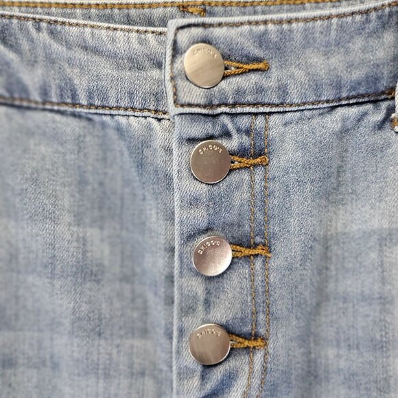 Chicos Jeans Women’s Size 2 US 12 Blue Wide Leg Crop Button Fly Frayed Hem - Picture 2 of 13